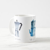 Waterverf koffiebrinder, pot en percolator koffiemok (Voorkant links)