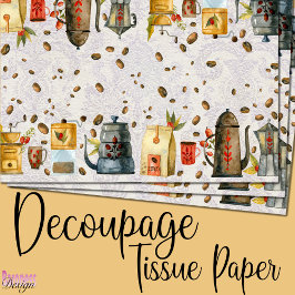 Waterverf koffiebrinder pot mok bonen tissuepapier