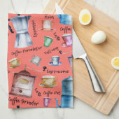 Waterverf koffieespressokopjes, mokken pottenpatro theedoek (Quarter Fold)