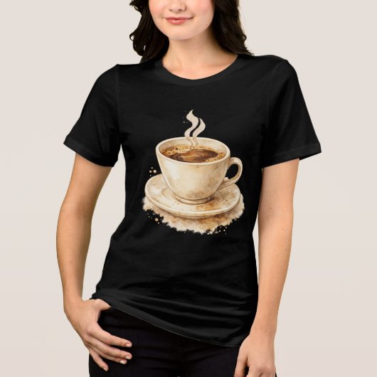 Waterverf Koffiekop Tri-Blend Shirt (Voorkant)