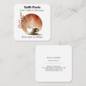 Waterverf koffiekopje vierkante visitekaartje (Voorkant / Achterkant)