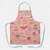 Waterverf Koffiethee Gepersonaliseerde Retro Schort (Voorkant)