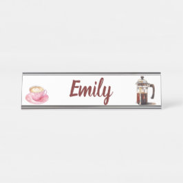 Waterverf Koffietijd Naam Bureau Naambordje