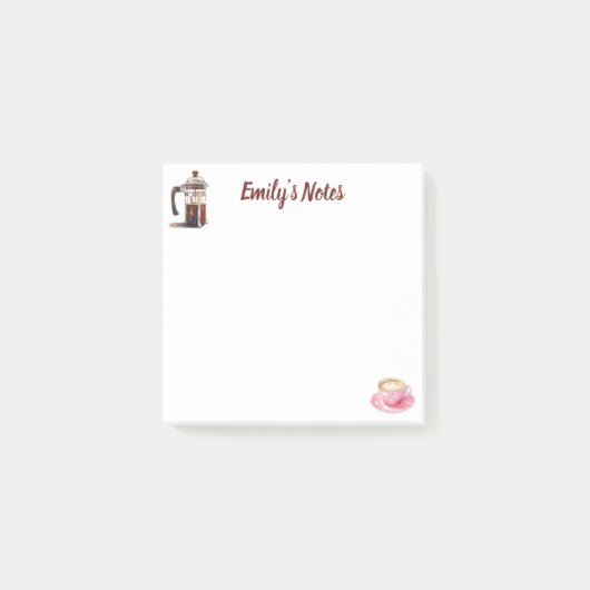 Waterverf Koffietijd Naam Post-it® Notes (Voorkant)