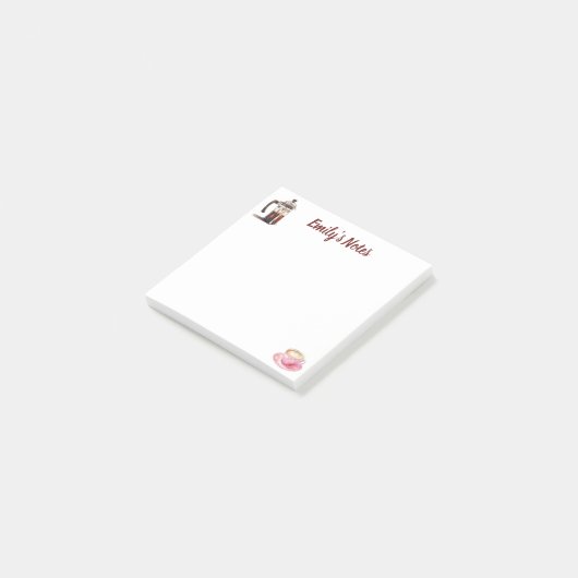 Waterverf Koffietijd Naam Post-it® Notes (Schuin)
