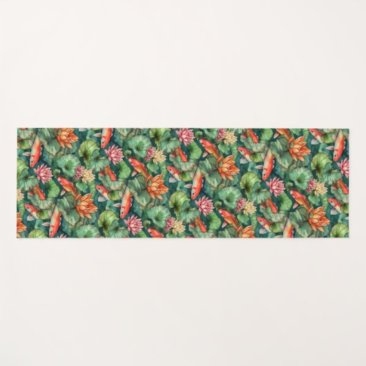 Waterverf Koi en Water Lelies Yoga Mat (Voorkant (horizontaal))