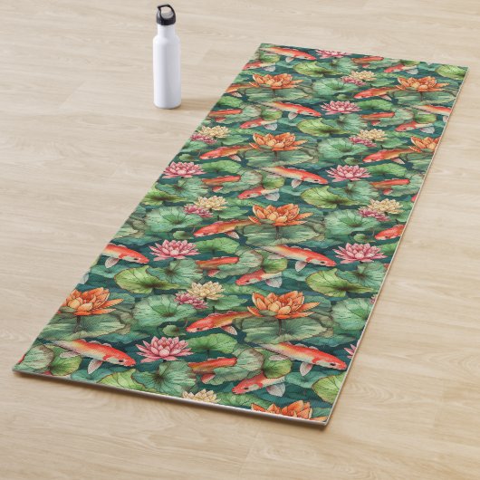 Waterverf Koi en Water Lelies Yoga Mat (In situ)