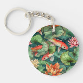Waterverf Koi en water Lilies Acrylische Sleutelha Sleutelhanger (Voorkant)