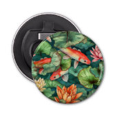 Waterverf Koi en Water Lilies Bottle Open Button Flesopener (Voorkant)