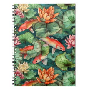 Waterverf Koi en Water Lilies Foto Notitieboek