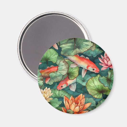Waterverf Koi en Water Lilies Magnet (Voorkant / Achterkant)