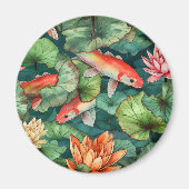 Waterverf Koi en Water Lilies Magnet (Voorkant)