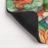 Waterverf Koi en Water Lilies Mousepad Muismat (Hoek)
