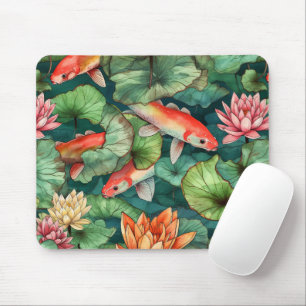 Waterverf Koi en Water Lilies Mousepad Muismat