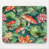 Waterverf Koi en Water Lilies Mousepad Muismat (Voorkant)