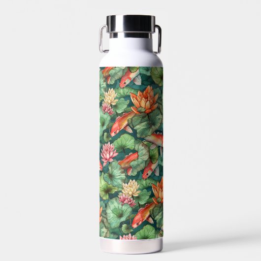 Waterverf Koi en Water Lilies Waterfles (Voorkant)