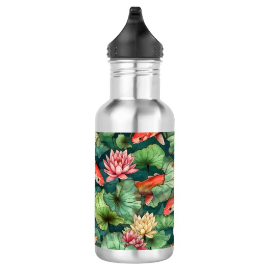 Waterverf Koi en Water Lilies Waterfles (Rechts)