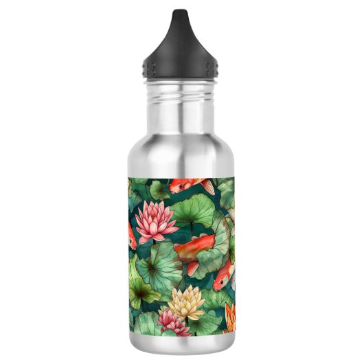 Waterverf Koi en Water Lilies Waterfles (Links)