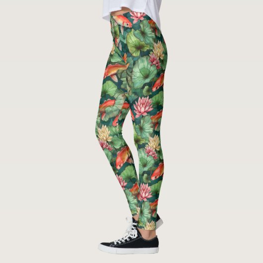 Waterverf Koi en Waterlelies Leggings (Links)