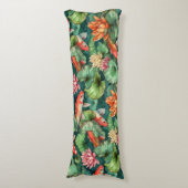 Waterverf Koi en Waterlelies Lichaamskussen (Voorkant Verticaal)