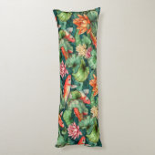 Waterverf Koi en Waterlelies Lichaamskussen (Achterkant (Verticaal))