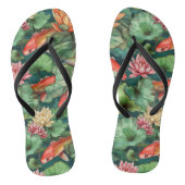 Waterverf Koi en Waterlelies Paar Slippers Teenslippers (Voetbed)