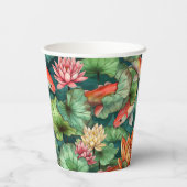 Waterverf Koi en Waterlelies Papieren beker (Achterkant)