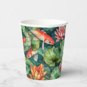 Waterverf Koi en Waterlelies Papieren beker (Rechts)