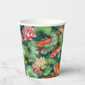 Waterverf Koi en Waterlelies Papieren beker (Voorkant)