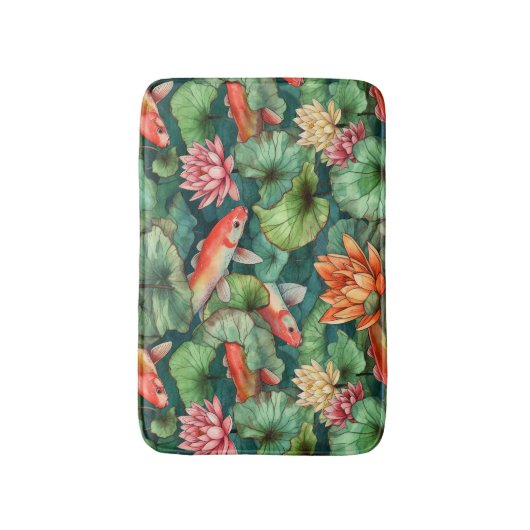Waterverf Koi en waterlilies Bath Mat (Voorkant Verticaal)