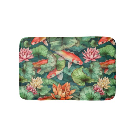 Waterverf Koi en waterlilies Bath Mat (Voorkant)
