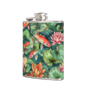 Waterverf Koi en waterlilies Heupkolf Heupfles (Links)