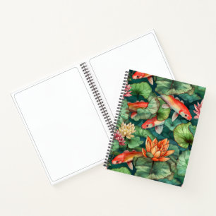 Waterverf Koi en waterlilies Notitieboek