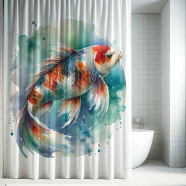 Waterverf Koi Fish Douchegordijn