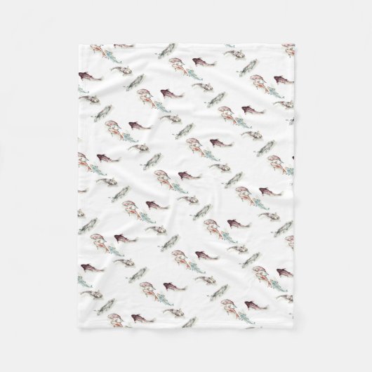 Waterverf Koi Fish Fleece Deken (Voorkant)