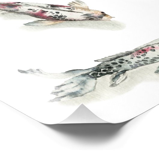 Waterverf Koi Fish Foto Afdruk (Hoek)