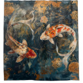 Waterverf Koi Fish Illustratie Douchegordijn (Voorkant)