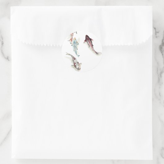 Waterverf Koi Fish Ronde Sticker (Tas)