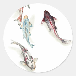Waterverf Koi Fish Ronde Sticker