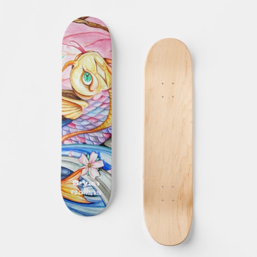 Waterverf Koi Fish Skateboard (Voorkant)