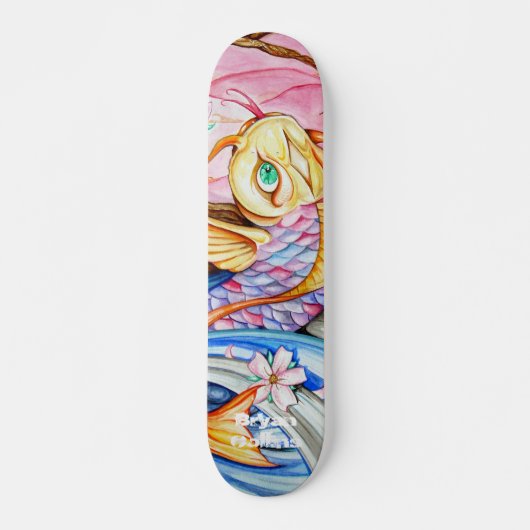 Waterverf Koi Fish Skateboard (Voorkant)