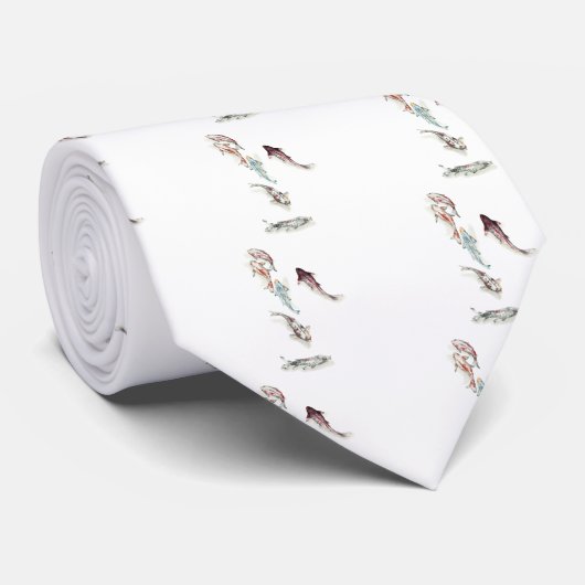 Waterverf Koi Fish Stropdas (Opgerold)