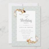 waterverf koi fish verjaardagsfeest uitnodiging (Voorkant)