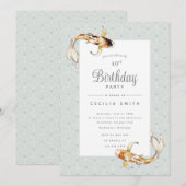 waterverf koi fish verjaardagsfeest uitnodiging (Voorkant / Achterkant)