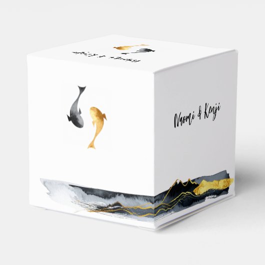 Waterverf Koi Fish Wedding Bedankdoosjes (Achterkant)