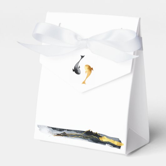 Waterverf Koi Fish Wedding Bedankdoosjes (Voorkant Zijde)