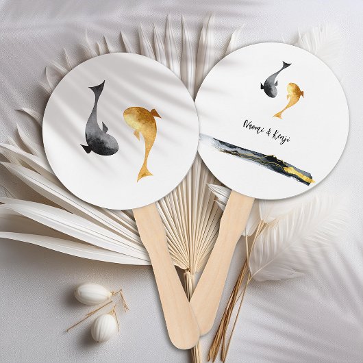 Waterverf Koi Fish Wedding Handwaaier
