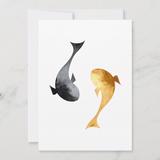 Waterverf Koi Fish Wedding Kaart (Achterkant)