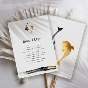 Waterverf Koi Fish Wedding Kaart