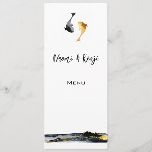 Waterverf Koi Fish Wedding Menu (Voorkant)